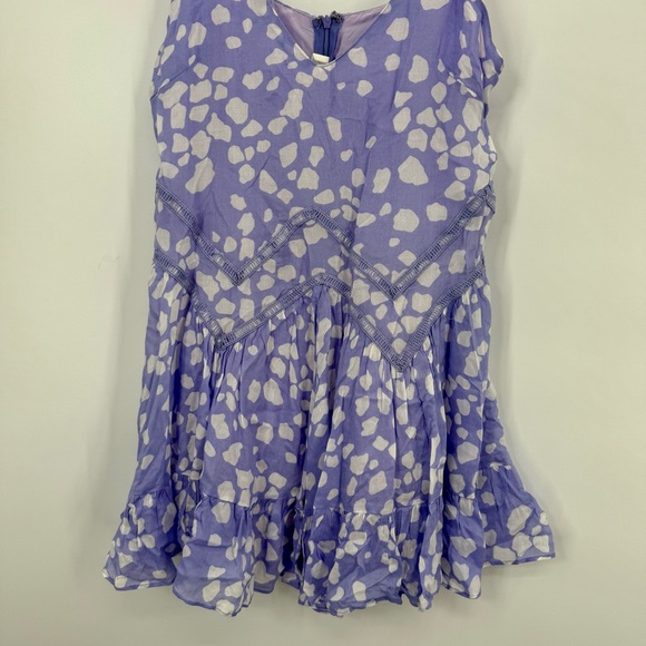 Native Daughter Purple and White Spaghetti Strap Mini Dress Tiered Ruffle L - Picture 3 of 7